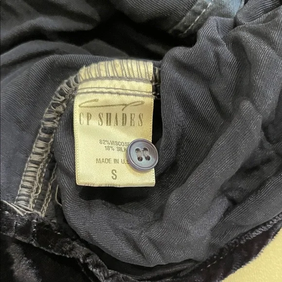 CP Shades Silk Blend Plush Velvet Button-Up Top in Deep Blue - Picture 5 of 6